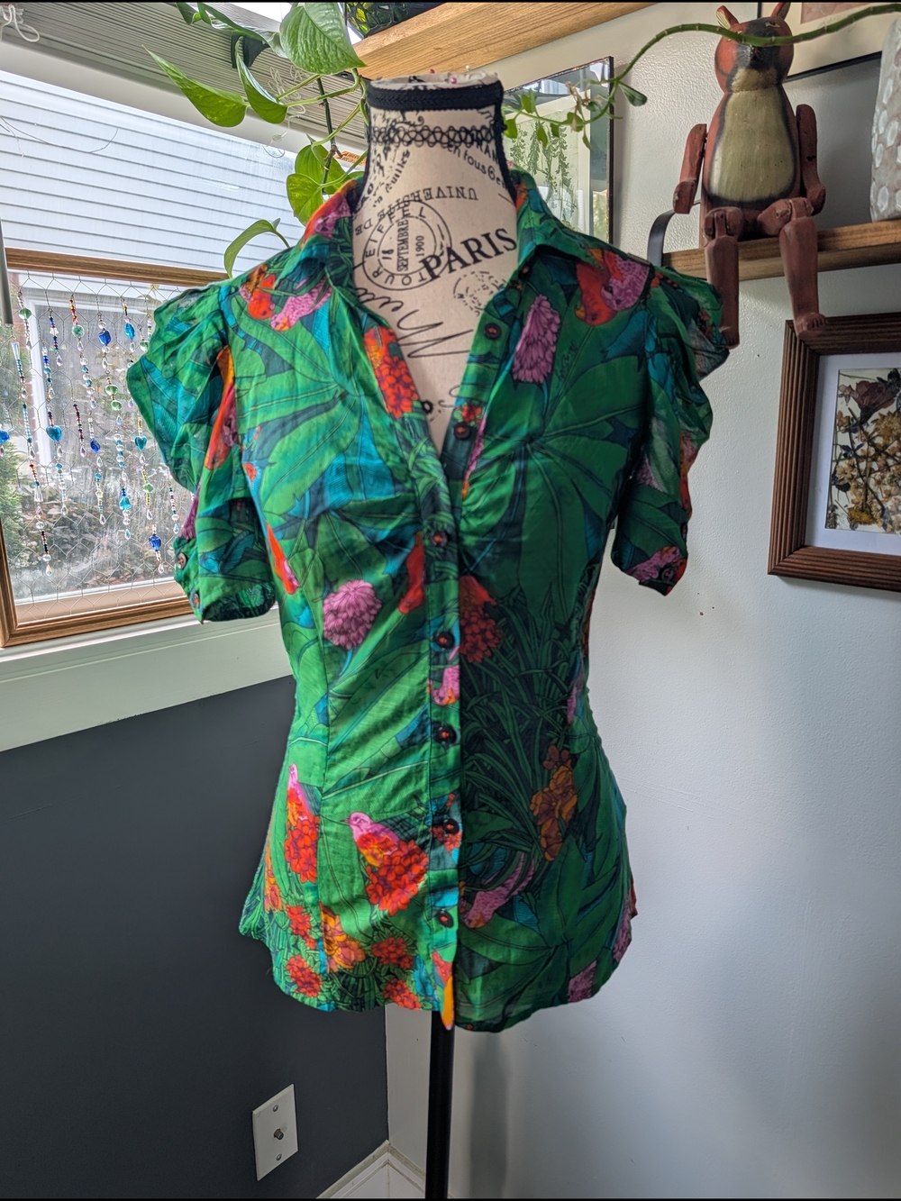 Vintage MISS SIXTY Tropical Silk Blend Blouse Size XS